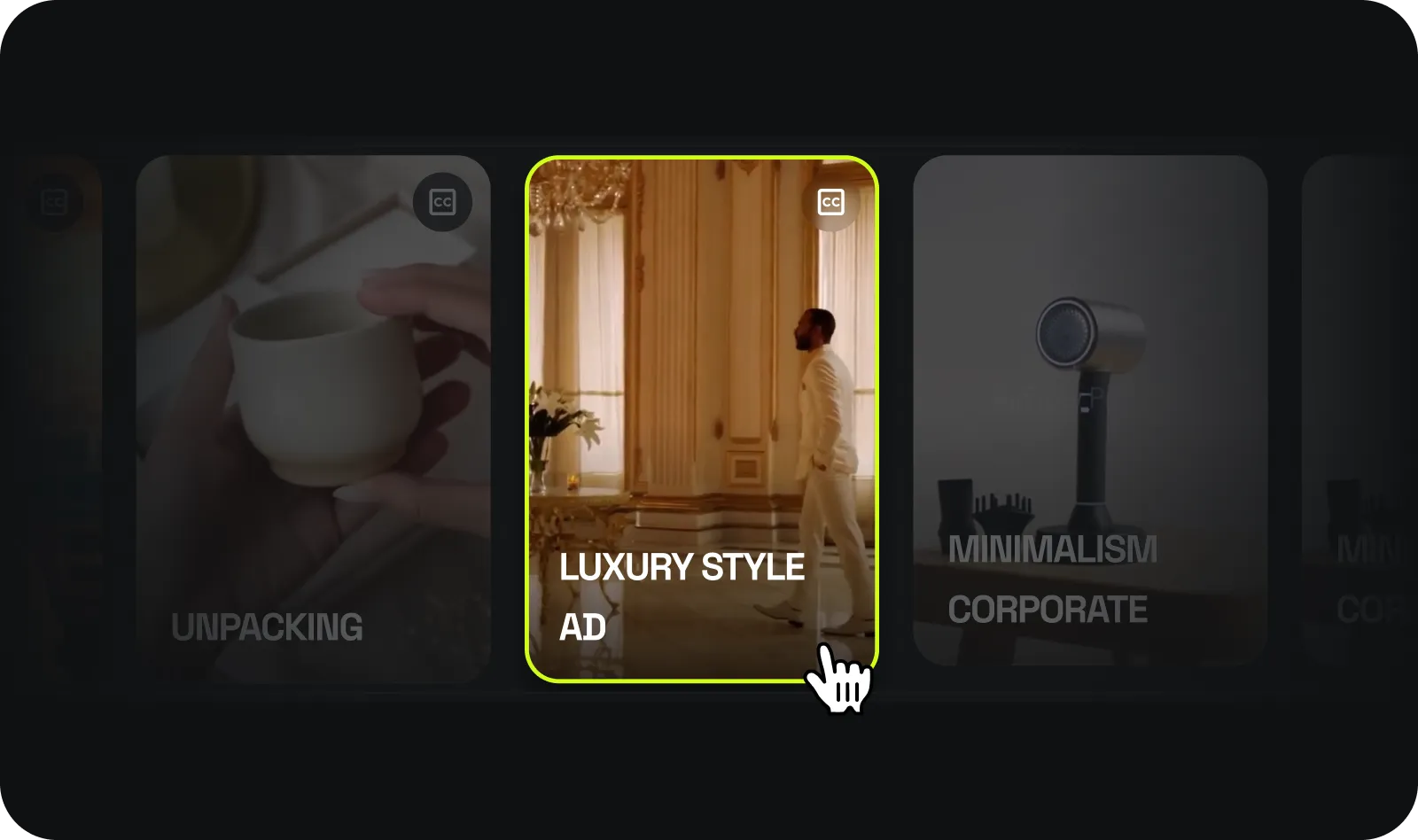 Choose Your Ad Style: Select a high-performing template from our preset library. Instantly add an engaging AI avatar, and pick a caption style that fits your campaign.