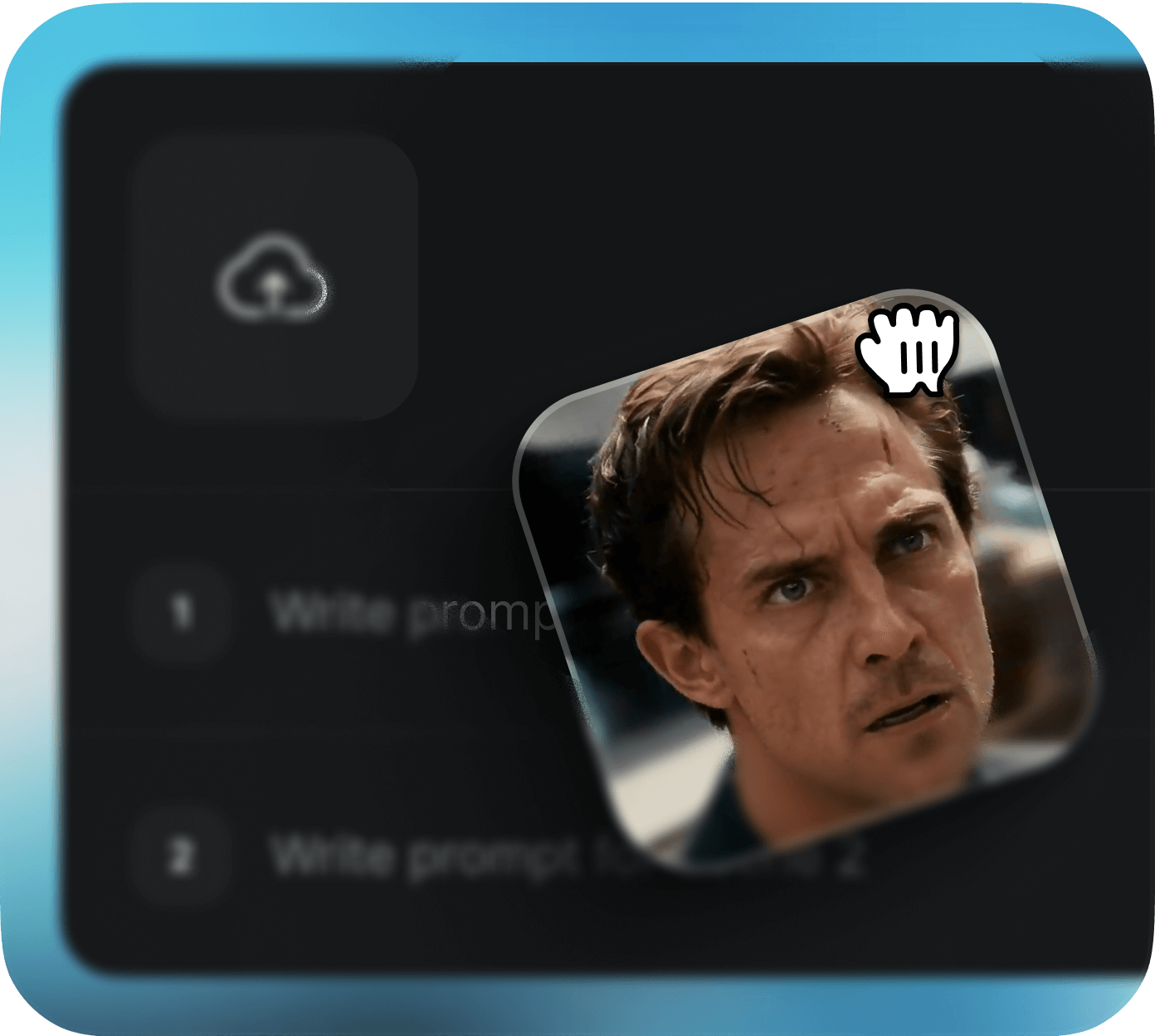 Uploading an image reference into Wan AI video generator to guide scene creation, showing a close-up of a man’s intense expression for cinematic realism.